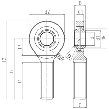 Stangkop Onderhoudsplichtig Staal/staal Buitendraad rechts Serie: EMN